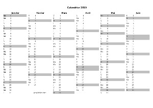 calendrier 2019 vierge