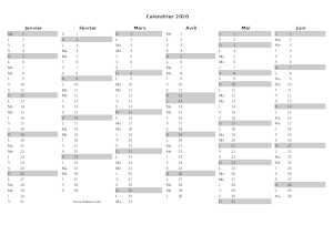 calendrier 2020 vierge